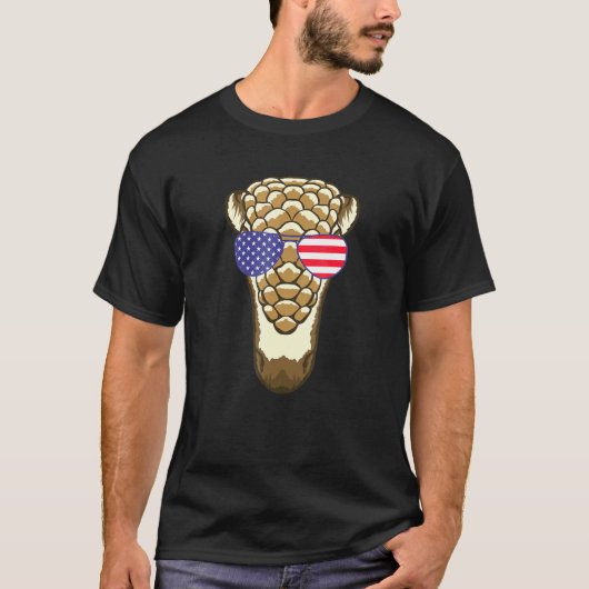 アメリカカッコいい国旗を着たパンゴリンUsアメリ Tシャツ (正面)