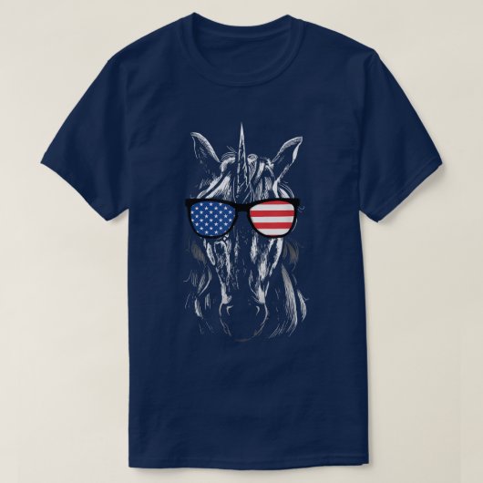アメリカカッコいいUnicorn USAアメリカ国旗と花火 Tシャツ (デザイン正面)