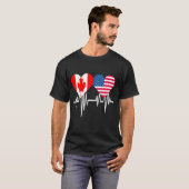 アメリカカナダカップルハート Tシャツ (正面フル)