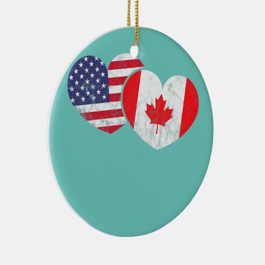 アメリカカナダハート州旗 セラミックオーナメント (右)