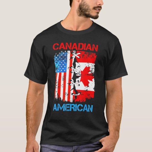 アメリカカナダ国旗アメリカ合衆国カナダ愛国者 Tシャツ (正面)