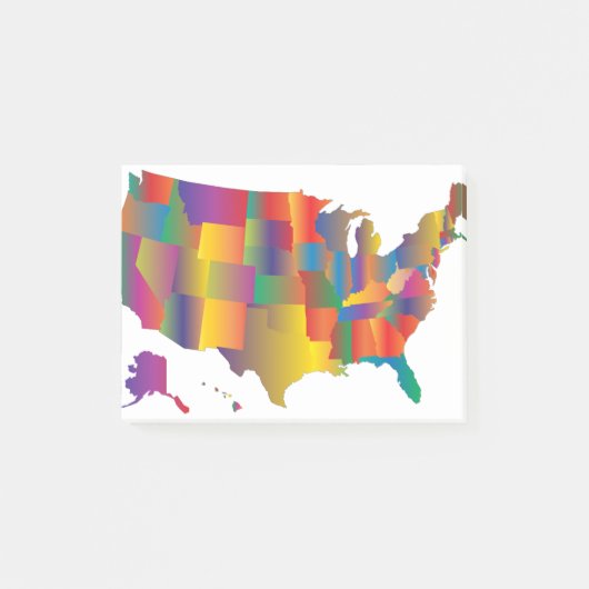 アメリカカラフルの地図 ポストイット (正面)