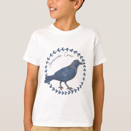 アメリカガラス 鳥類 水彩画アート Tシャツ (正面)