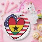 アメリカガーナ国旗の内側ハートUSAガーナ ペーパープレート (パーティー)