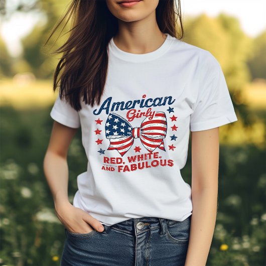 アメリカガーリー赤白と素晴らしいTシャツ Tシャツ