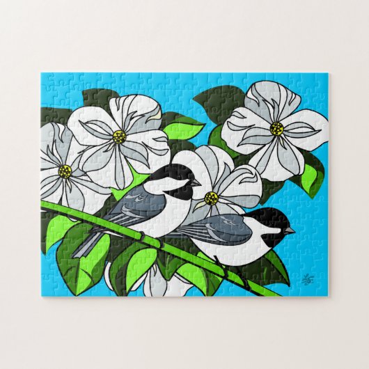 アメリカキツツキと花 ジグソーパズル (横)