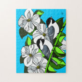 アメリカキツツキと花 ジグソーパズル (縦)