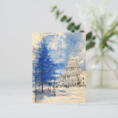 アメリカキャピトルヒルクリスマスツリーイラストレーションカード シーズンポストカード (スタンド正面)