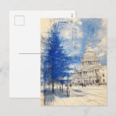 アメリカキャピトルヒルクリスマスツリーイラストレーションカード シーズンポストカード (正面/裏面)