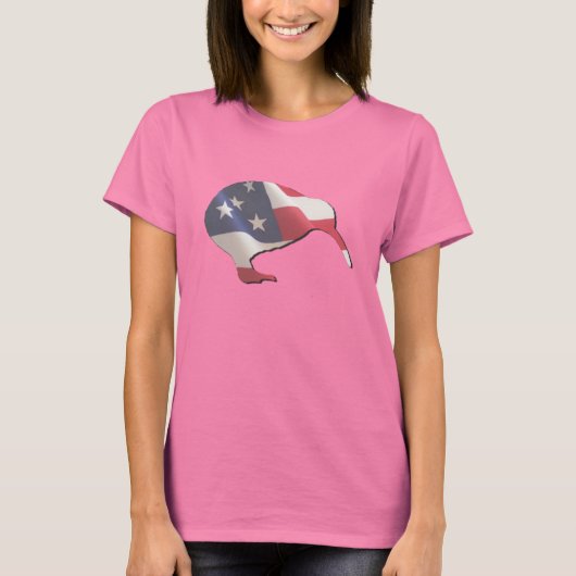 アメリカキーウィ 女性リンガーTシャツ Tシャツ (正面)