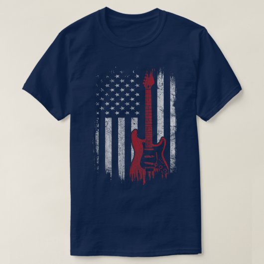 アメリカギタリスト音楽愛国的アメリカ合衆国Fla Tシャツ (デザイン正面)