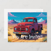 アメリカクラシックのピックアップトラック インビテーションポストカード (正面/裏面)