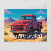アメリカクラシックのピックアップトラック インビテーションポストカード (正面)