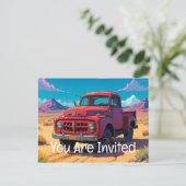 アメリカクラシックのピックアップトラック インビテーションポストカード (スタンド正面)