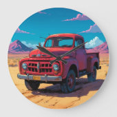 アメリカクラシックのピックアップ ラージ壁時計 (正面)