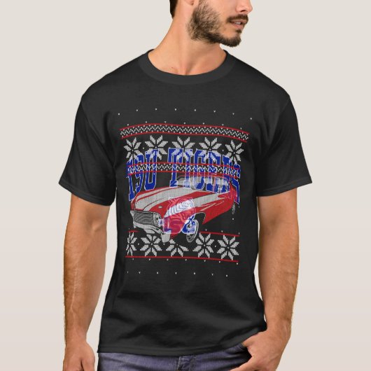アメリカクラシックのマッスルカー男の醜いクリスマスSwe Tシャツ (正面)