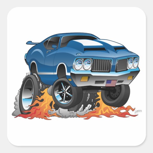 アメリカクラシックの170年代のマッスルカー漫画 スクエアシール (正面)
