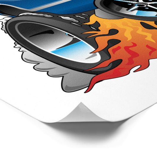 アメリカクラシックの170年代のマッスルカー漫画 ポスター (角)