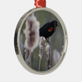 アメリカクロウタドリ (Agelaius phoeniceus) メタルオーナメント (右)