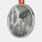 アメリカクロウタドリ (Agelaius phoeniceus) メタルオーナメント (左)