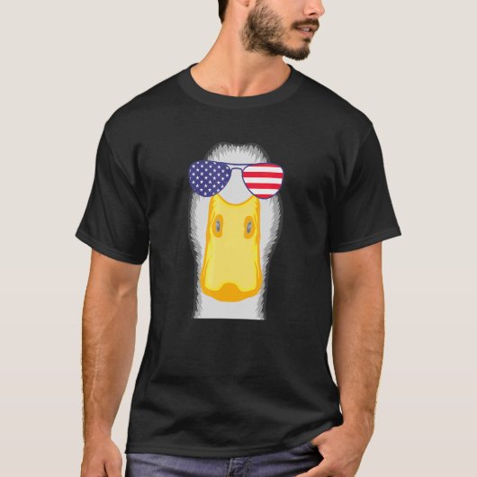 アメリカクール国旗を着たアヒル Tシャツ (正面)