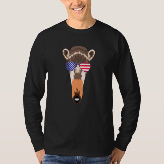 アメリカクール国旗を着たカモシカUsアメリ Tシャツ (正面)