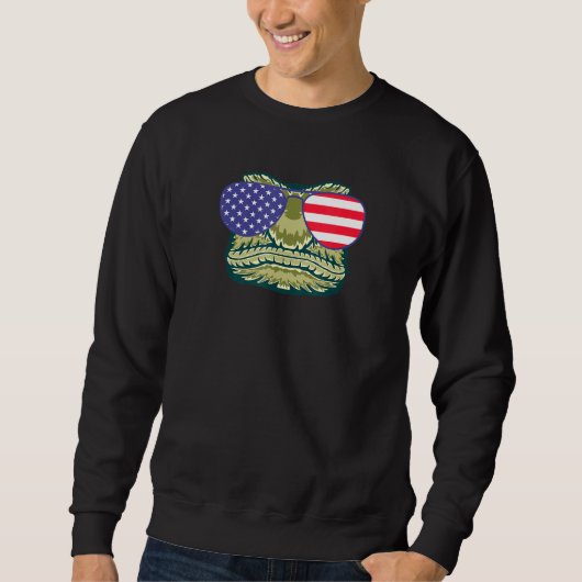アメリカクール国旗を着たトカゲ スウェットシャツ (正面)