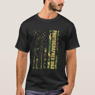アメリカクール国旗カモフラージフォトグラファーパパFat Tシャツ