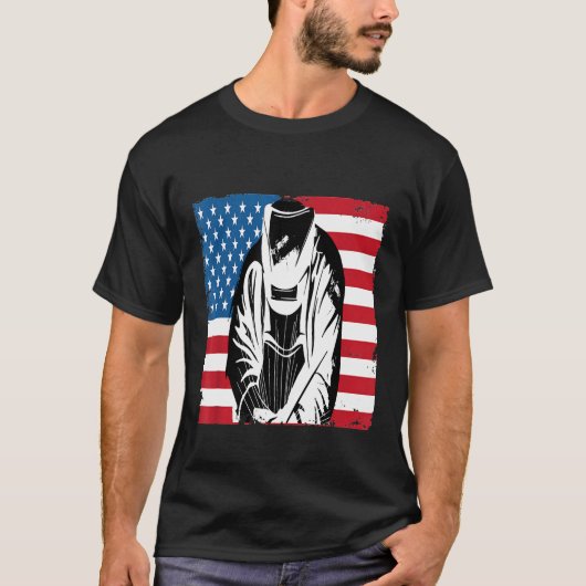 アメリカクール愛国的なアメリカ国旗の溶接機Gif Tシャツ (正面)
