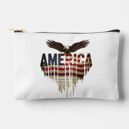 アメリカグランジ国旗とワシ アクセサリーポーチ