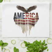 アメリカグランジ国旗とワシ キッチンタオル (折り畳み)