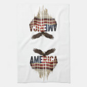 アメリカグランジ国旗とワシ キッチンタオル (縦)
