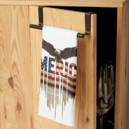 アメリカグランジ国旗とワシ キッチンタオル