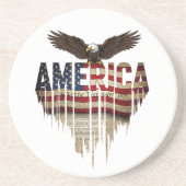 アメリカグランジ国旗とワシ コースター (正面)