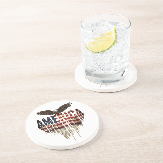 アメリカグランジ国旗とワシ コースター (側面)