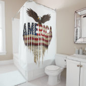 アメリカグランジ国旗とワシ シャワーカーテン (インサイチュ)