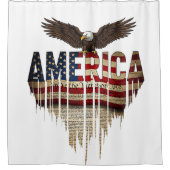 アメリカグランジ国旗とワシ シャワーカーテン (正面)