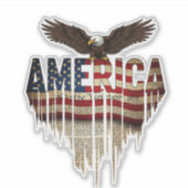 アメリカグランジ国旗とワシ シール (正面)