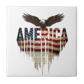 アメリカグランジ国旗とワシ タイル (正面)