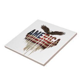 アメリカグランジ国旗とワシ タイル