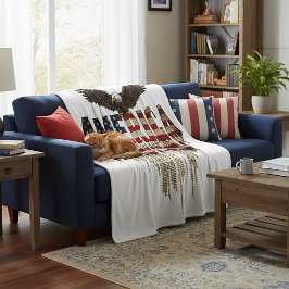 アメリカグランジ国旗とワシ フリースブランケット