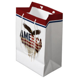 アメリカグランジ国旗とワシ ミディアムペーパーバッグ