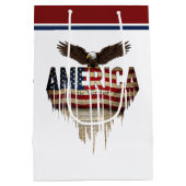 アメリカグランジ国旗とワシ ミディアムペーパーバッグ (裏面)