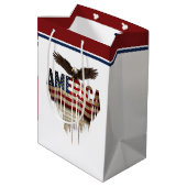 アメリカグランジ国旗とワシ ミディアムペーパーバッグ (裏面アングル)