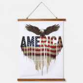 アメリカグランジ国旗とワシ 吊り下げ型タペストリー (正面)