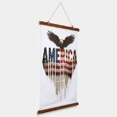 アメリカグランジ国旗とワシ 吊り下げ型タペストリー (傾斜あり)