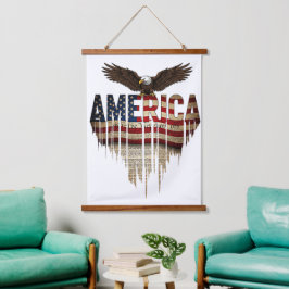 アメリカグランジ国旗とワシ 吊り下げ型タペストリー