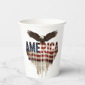 アメリカグランジ国旗とワシ 紙コップ (正面)