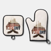 アメリカグランジ国旗とワシ 鍋つかみ&鍋敷きセット (正面)