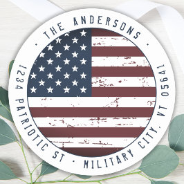 アメリカグランジ国旗のパーソナライズされた差出人住所 ラウンドシール